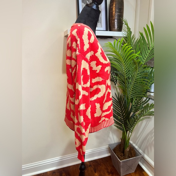 VICI Wild Heart Half and Half Leopard Red Pink Cardigan Medium - Picture 7 of 14